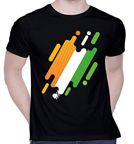 Image of Graphic Printed T-Shirt for Unisex Indian Tricolor Creative Artwork Tshirt | Casual Half Sleeve Round Neck T-Shirt | 100% Cotton | D00049-13
