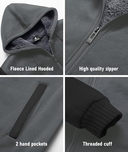 Image of SCODI Hoodies for Men Heavyweight Fleece Sweatshirt Zip Up Thick Jacket