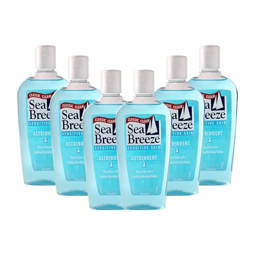 Sea Breeze Astringent Sensitive Skin - Facial Cleanser with Natural Oils for Deep Pore Cleansing and Acne Control - Refreshing Face Cleanser - 6 pc