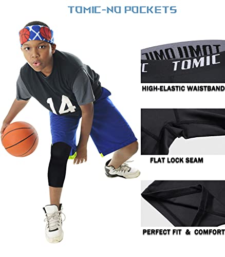 Tomic Youth Boys Kids One Leg 3/4 Leggings Compression Pants for Basketball Soccer Sports Athletic Training Tights Base Layer4