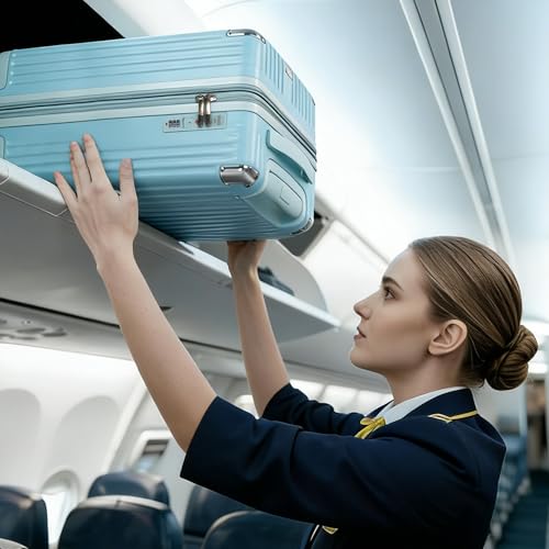Image of 20 Inch Carry On Luggage with Spinner Wheels,PC Expandable Hard Shell Suitcase with USB Port,Lightweight Travel Luggage Airline Approved for Men Women (Mint blue)