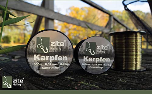 Zite Fishing Monofile Angelschnur in Camouflage – Karpfen-Schnur 1000m Spule - Abriebfeste Carp-Line Nylon-Schnur – Bild 7