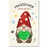 TianYueXi Wichtel Geschenk und Wichtel Zubehör Weihnachten - 3cm Magischer Glücksstein, Wichtel Geschenke für Kinder mit Karte, Glücksbringer für Jungen und Mädchen (Grün)