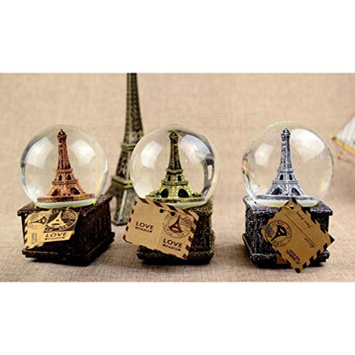 PIXNOR Torre Eiffel Globo de Neve Música Retro Caixa de Cristal Com Decoração de Ornamento de Estatu