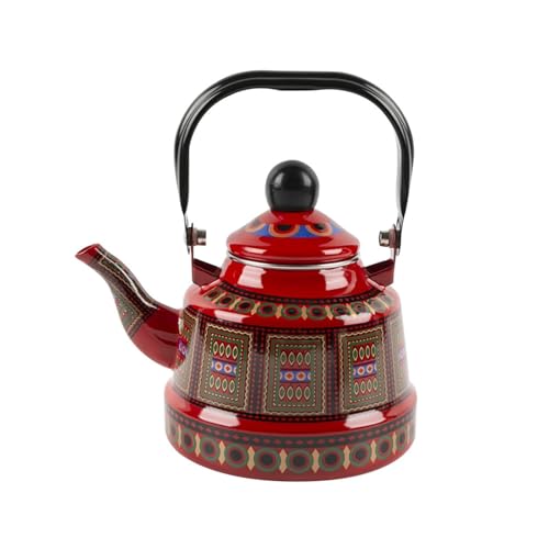 Tetera de esmalte para cocina, tetera esmaltada para café y agua, tetera doméstica para cocina de inducción y gas.(Rojo,2.5L)