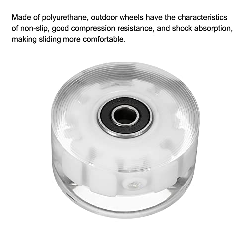 Image of PATIKIL 32 x 58mm Roller Skate Wheels with Bearings, 4 Pack Light Up Wheel Quad Skate Replacement for Double Row Skating Skateboard, White Light