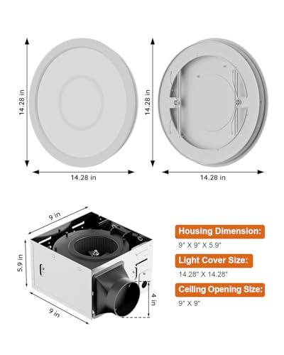 Image of Fitop Bathroom Exhaust Fan with Light, 130 CFM 47W Ceiling Mount Shower Ventilation Exhaust Fan, 1.5 Sones Bathroom Vent Fan with Light, 1100LM LED Light 3000K /4000K /5000K (Silver)