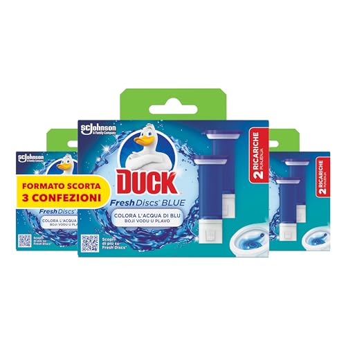 Duck Fresh Discs - Dischi gel igienizzanti WC, Colora l'acqua di blu ad ogni risciacquo - Formato Scorta da 6 Ricariche, 36 Dischi Gel Igienizzanti WC