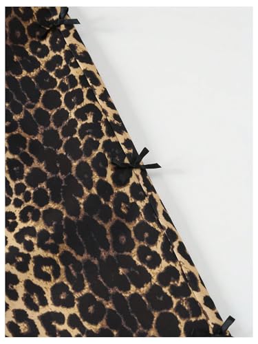 Floerns Girl's Leopard Bowknot Pants Y2K High Waisted Wide Leg Baggy Track Pants4