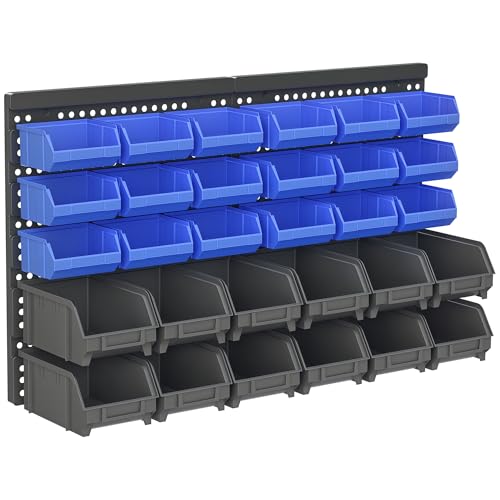 DURHAND Organizador de Herramientas de Pared de 33 Piezas 63x18x37,5 cm Estantería de Pared para Herramientas con 30 Cajas Desmontable y 2 Paneles Azul y Gris DURHAND Organizador de Herramientas de Pared de 33 Piezas 63x18x37,5 cm Estantería de Pared para Herramientas con 30 Cajas Desmontable y 2 Paneles Azul y Gris