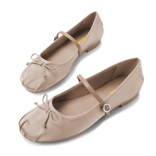 Milooey shoes Women's Mary Jane Flats Closed Toe Low Heels with Bowknot Buckle Strap Cute Party Prom Comfy Shoes Size 4-16 US3