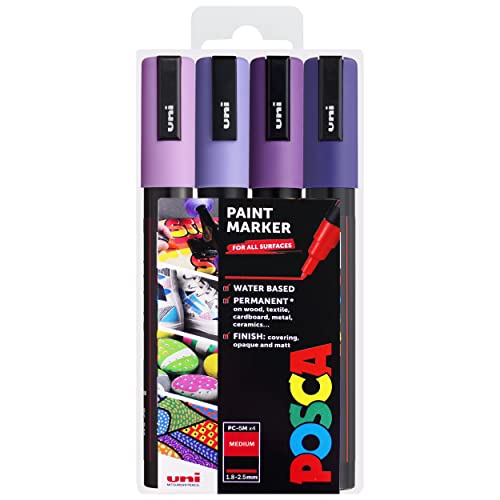 7 Pastel Posca Paint Markers - Reversible Tip Acrylic Paint Pens For Art & Fabric