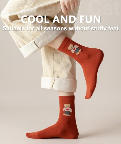 Image of IIG 5 Pairs Womens Novelty Cute Crew Socks Colorful Funny Ankle Socks Gifts for Womens Socks