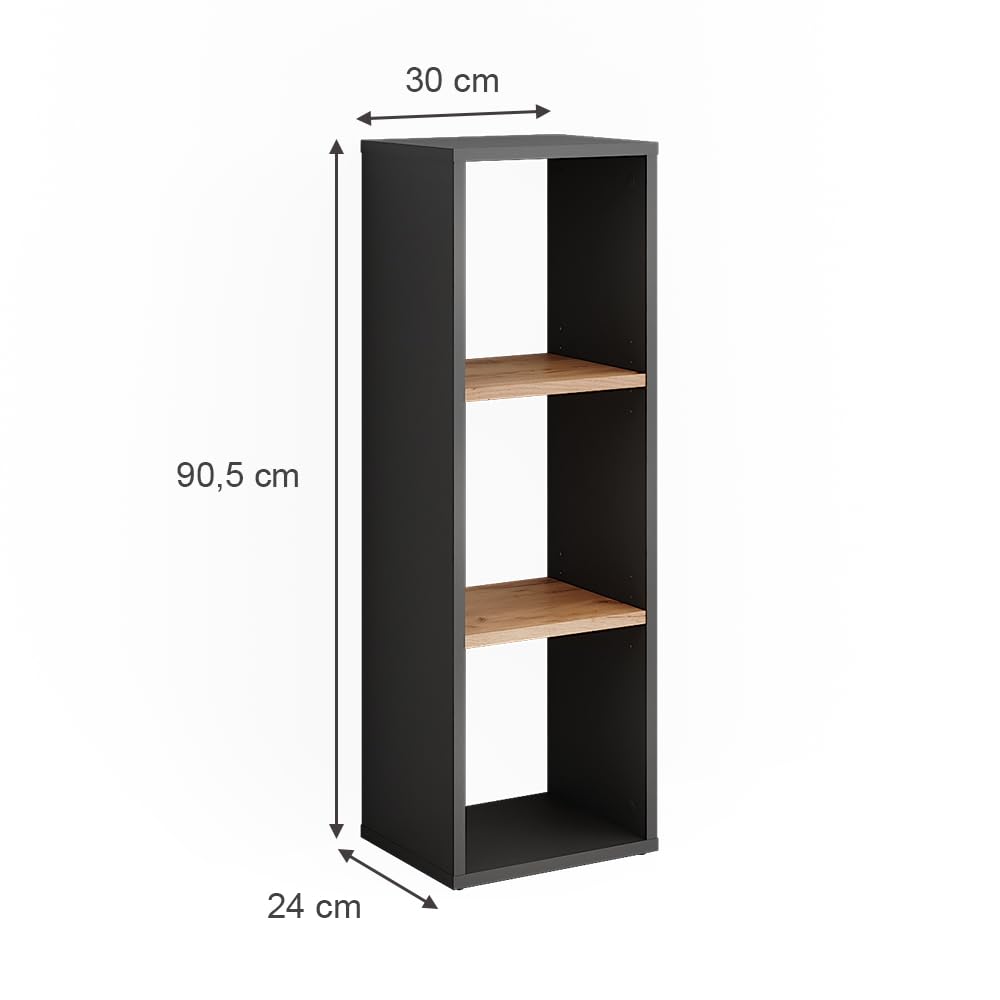 Vicco Estantería de pie Orlando, Antracita/Roble Dorado, 30 x 90.5 cm, con estantes Ajustables para un Uso Flexible