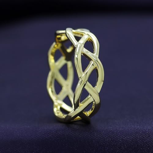 Celtic Knot Eternity Wedding Band Ring for Women, 14K Gold Plated 925 Sterling Silver, Engagement Promise Ring, Unique Celtic Jewelry Gift4