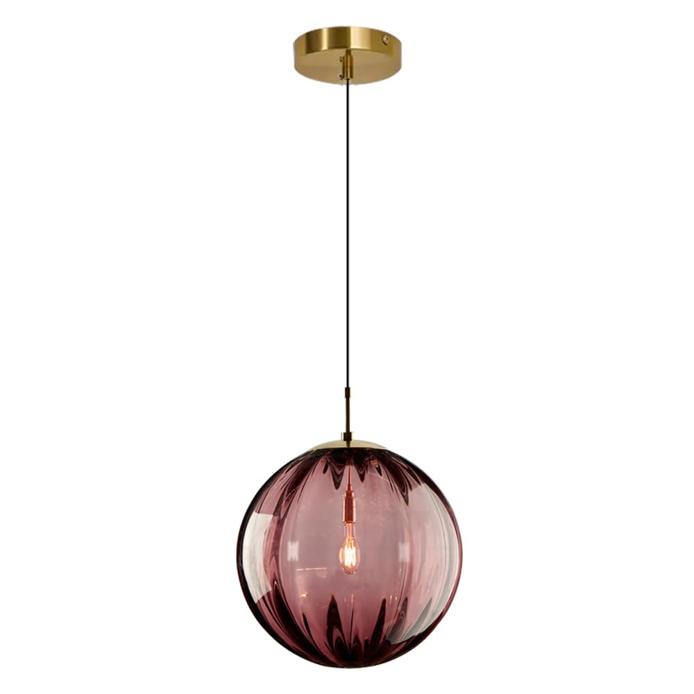 KXKLGWHN Simple Spherical Colored Glass Hanging Lamp Lampshade, E27 Screw Ceiling Pendant Light, Modern Industrial Style Chandelier, Living Room Bedroom Balcony Decoration Light Fixtures