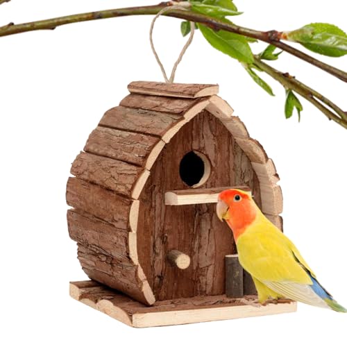 Outdoor Bird House - Caseta para pájaros (13 x 10 x 16 cm, elegante jaula de madera, resistente a la intemperie, decorativo para pájaros, terraza, patio trasero, ventana de árbol, balcón
