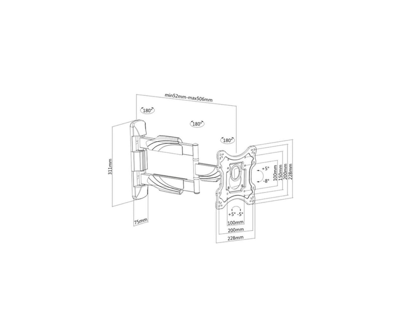 Mb geroa soporte de pared inclinable/giratorio para pantalla de 23" a 42" h2342-3a