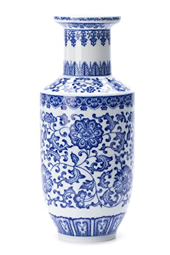 Blaue und weiße Vase, Blaue Vasen, Heimdekoration, Chinoiserie-Vase,...