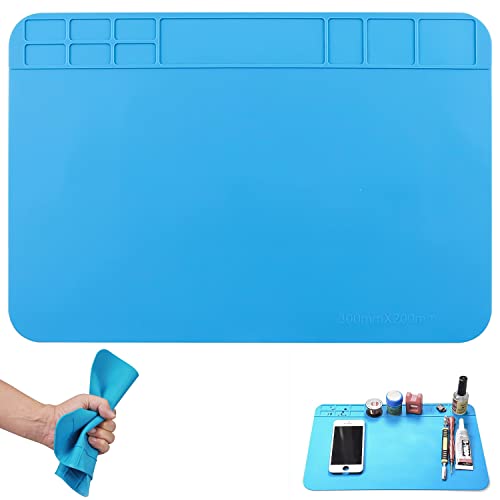Almohadilla de Soldadura Silicona 30 x 20 cm Tapete de Reparación 500 ℃ Estera de Soldadura Resistente a Alta Temperatura para estación de soldadura reparación de teléfono y computadora Cover
