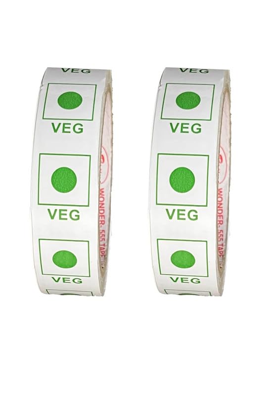 True-Ally veg food marking green colored tape (24mm x 45 meters) for vegetarian restaurant food delivery (Pack of 2 (24mm x 45 meters))