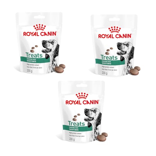 Royal Canin Veterinary Satiety Weight Management Treats | Confezione Tripla | 3 x 230 g | Snack per adulti cani di tutte le taglie e razze | Sacchetto richiudibile, meno di 3 calorie per pezzo