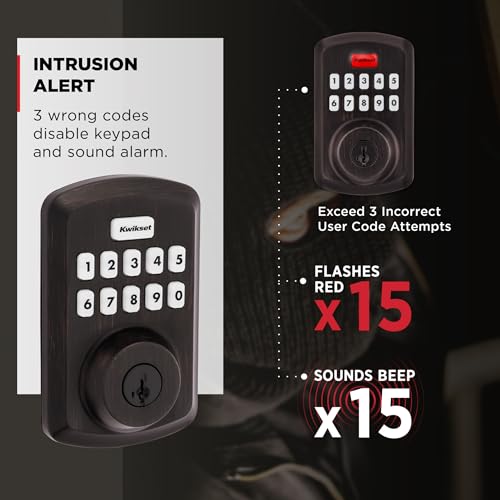 Image of Kwikset Powerbolt 250 10-Button Keypad Venetian Bronze Transitional Electronic Deadbolt Door Lock, Featuring Convenient Keyless Entry, Customizable User Codes and Auto-Locking