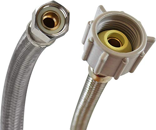 Fluidmaster B1T16 Toilet Connector, Braided Stainless Steel - 3/8 Female Compression Thread x 7/8 Female Ballcock Thread, 16