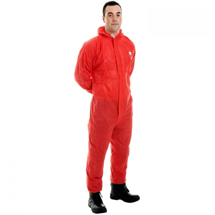 Expert Workwear Disposable SMS Coverall CAT 3 Type 5/6 Hooded Overall Protective Suit Boilersuit Hygiene Paint