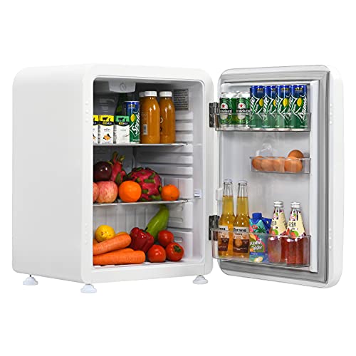 LDAILY Compact Refrigerator, 2.4 cu ft Mini Fridge w/Adjustable Temperature 32? to 50?, Auto Defrost, Reversible Door, Removable Glass Shelves, Small Fridge for Dorm, Garage, Basement, Office (White)