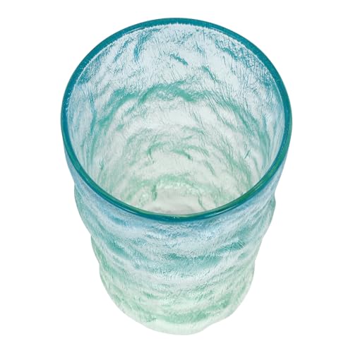 CORHAD Vaso de Vidrio con Diseño de Hielo y Degradado Azul, Taza para Agua Reutilizable, Adecuado para Fiestas y Cumpleaños