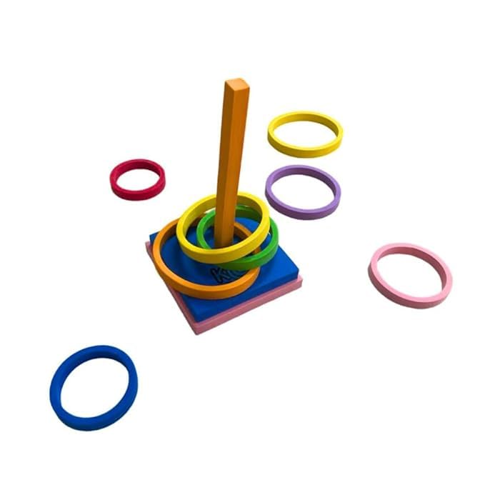 TOYSCAPE Colourful Foam Ring Toss | 1 Base and 8 Rings | Learning Activity Soft Foam Ring Toss Game | Indoor & Outdoor Fun for Family and Adults - Multicolor