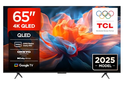 TCL 65T8C TV QLED 4K HDR Ultra HD da 65'', QLED TV con tecnologia Google TV (Dolby Vision e Atmos, Motion Clarity Pro a 144 Hz, FreeSync, audio Onkyo 2.1, compatibile con Google Assistant)