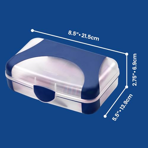 Image of LockerMate by Bostitch Hard Pencil Case, Durable Plastic Pencil Box, Kid-Friendly Design, Navy & Clear
