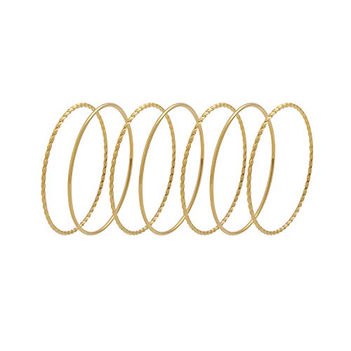 Edforce Stainless Steel Women's Twisted Thin Round Stackable Bangle Bracelet, Set of 72