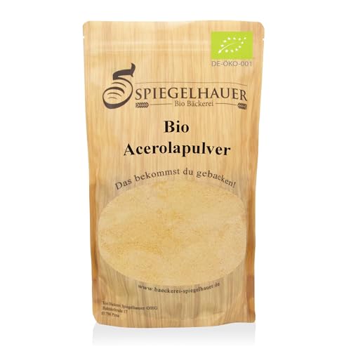 Bäckerei Spiegelhauer Acerola en polvo orgánico 100 g I mínimo 17% vitamina C I ideal para hornear I bayas acerolas de cultivo controlado