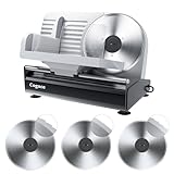 Powerful Deli Meat Slicer Machine, 200W Electric Food Slicer with 3 Types of 7.5' Stainless Steel Blades, Adjustable Thickness 0–15mm, for Meat, Cheese, Bread, Vegetables, Home Use