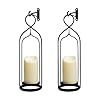 HPC Decor 155in Candle Sconces Wall Decor Set of 2 Black Metal Candle Sconces with LED Candles Hooks Handmade Wall Decorations for Home Decor Living Room Dining Room Bedroom Bathroom
