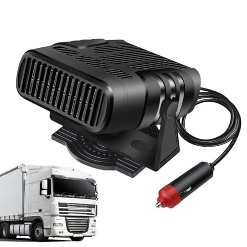 Chauffage de voiture 12 V/24 V - Chauffage portable - Système de déshumidification rapide - Chauffage de voiture d'hiver réglable à 360 ° - Prise thermostat dans -cigare - Chauffage froid