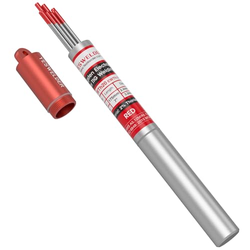 Image of YESWELDER TIG Welding Tungsten Electrode Red Tip | 5pk 3 /32 inch & 5pk 1 /8 inch by 7 inch Assorted-size Red WT20 /EWTh-2