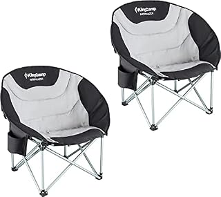 KingCamp Moon Chair Camping Folding Garden Chairs Heavy Duty Padded Camping Chair With Cup Holder