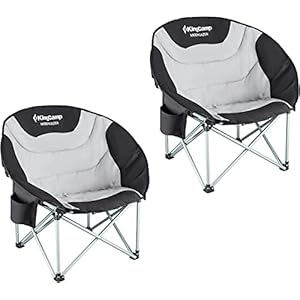 KingCamp Maanstoel Camping Opvouwbare Tuinstoelen Zware Gewatteerde Campingstoel Met Bekerhouder Ondersteuning tot 136kg