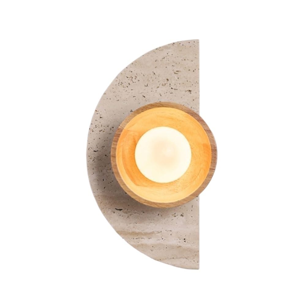 UDPOIUYT Wall Lights Indoor, Japanese Nordic Wall Light Yellow Travertine Sconce Bedroom Living Room Aisle Staircase