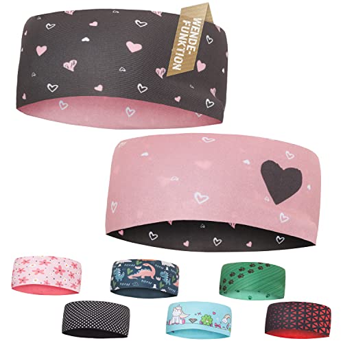 Kinder Stirnband - 2-8 Jahre - dünnes, ultraleichtes und elastisches Sportstirnband für Jungen und Mädchen (Herzen Schwarz) Cover