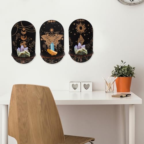 Estantería de madera álamo negra premium para colgar decoración boho 7