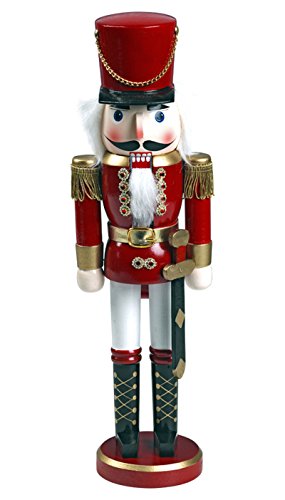 yanka-style Nussknacker Nußknacker Soldat ca. 28 cm hoch aus Holz Rot Weihnachten Advent Geschenk Dekoration Holz Deko (92022-28)