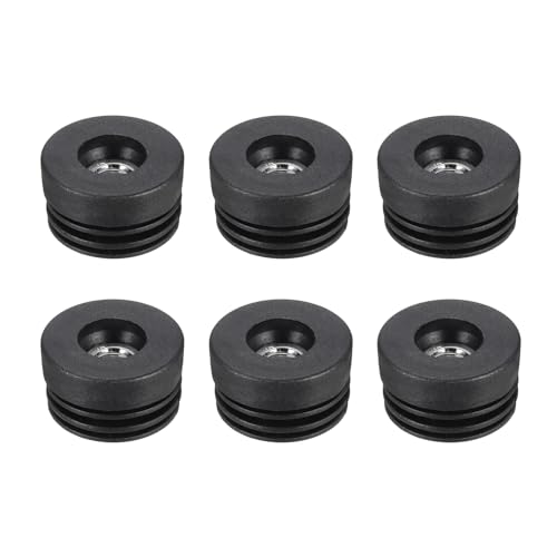 Image of uxcell 6Pcs Inserts for Round Tubes with M10 Thread, for 38mm /1.5 inch OD Round Tube, Round Black Plastic Plug Caster Insert Chair End Caps Furniture Leg Plug