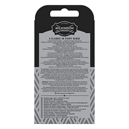 Wilkinson Sword Classic Double Edge Premium Men’s Metal Safety Razor with x5 Refill Blades image 4