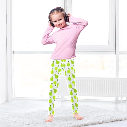 Girls Leggings Size 4T Pear Leaves Stretchy Tights Girl Clothes Comfortable Pants for Dance Running4