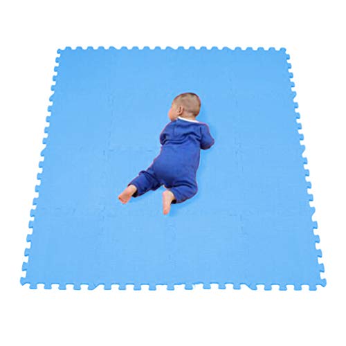 Floor Mat 16PC Exercise Soft Foam EVA Mat for Gym Equipment, Yoga, Surface Protection Locking Floor Tiles Play Mat Kids Gym Yoga Exercise Fitness (Blue)